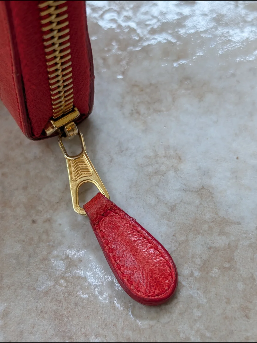 Balenciaga Red Zip-Around Leather Wallet with Gold Hardware w COA